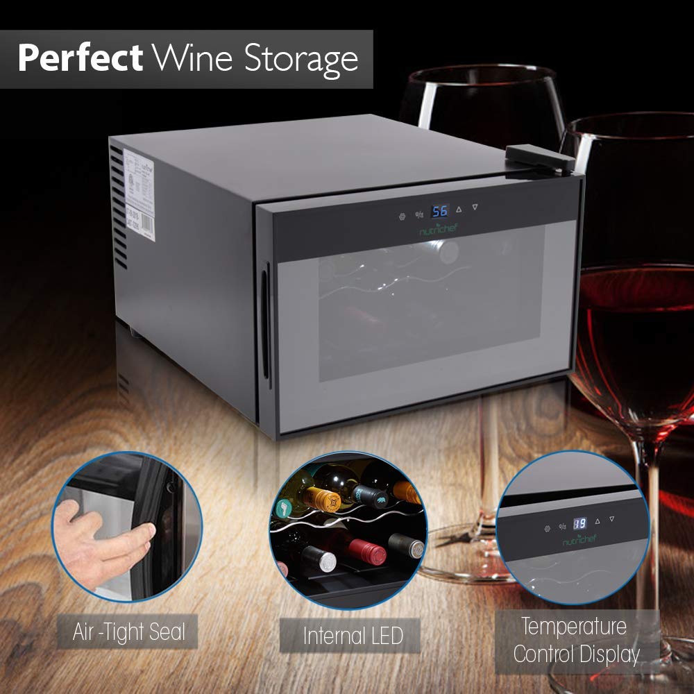 NutriChef PKTEWC806 8-Bottle Electric Compact Wine Cooler