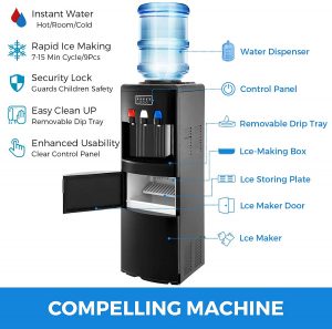 VBENLEM 2 in 1 Black Water Dispenser Cooler