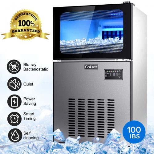 Colzer Commercial Ice Maker 100Lb per 24H Portable Freestanding
