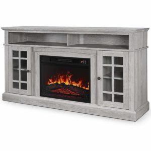 Belleze 60 Electric Fireplace TV Stand sergent oak
