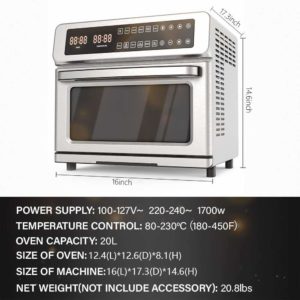 Iconites 20L 11-in-1 Air Fryer Toaster Oven Specs
