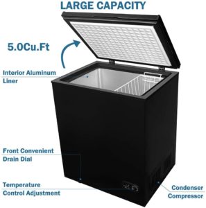 CoolLife 5.0 cu ft Chest Freezer with Removable Basket