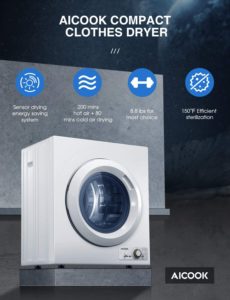 AICOOK Portable 9 lb. Clothes Dryer with Sensor System
