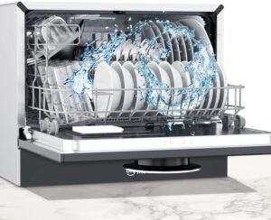 Moosoo 22″ Compact Countertop Dishwasher 5 Programs
