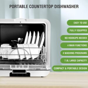 EVIEUN Portable Countertop Dishwasher 4 Programs
