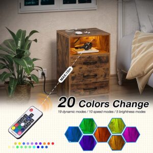 Seventable Nightstand with Wireless Charging n LED Lights 2