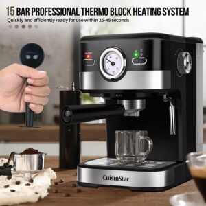 Cuisinstar Espresso Coffee Machine 15 Bar with Mik Frother
