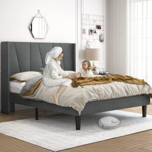 Hoomic Full Size Upholstered Platform Bed Frame