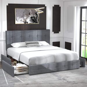 Allewie Full Upholstered Storage Bed Frame with 4 Drawers