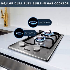 Karinear 12" Drop-in Stainless Steel LPG/NG Dual Fuel Gas Cooktop Review