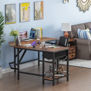 Furologee L Shaped Computer Office Desk with Shelves