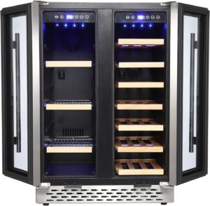 Aprafie 24 inch Built in Wine and Beverage Refrigerator, 55 Cans and 20 Bottles