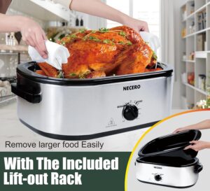 NECERO Roaster Oven, 26Qt Electric Roaster Oven with Lift-out Rack