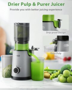 ECOSELF Cold Press Juicer, Juicer Machines with 4.35 Wide Mouth, Whole Fruit juicer